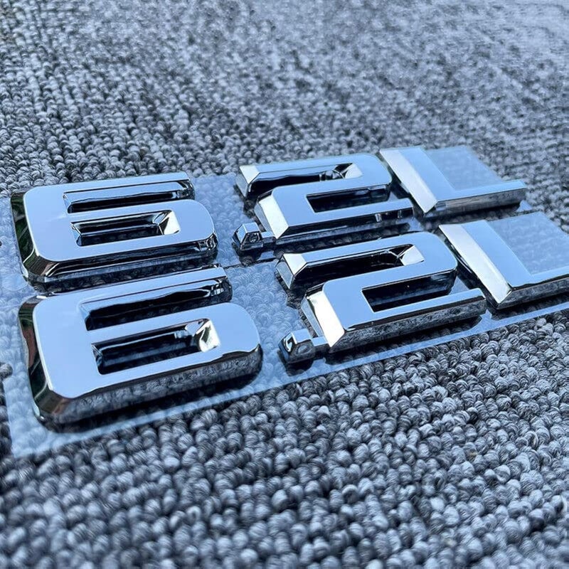 2Pc 62L Emblem 3D Hood Body Style Badge Logo Sticker Nameplate Replacement for 19222 Silverado 1500 Sierra Camaro Chrome